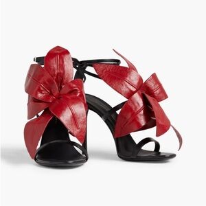 New GIUSEPPE ZANOTTI Floral-appliquéd Leather lilium Sandals Red 38 $1,895